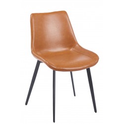 Silla MADRIGAL, metal, similpiel vintage marrón (Pack de 4 unidades)