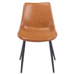 Silla MADRIGAL, metal, similpiel vintage marrón (Pack de 4 unidades)
