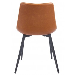 Silla MADRIGAL, metal, similpiel vintage marrón (Pack de 4 unidades)