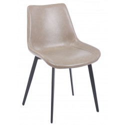 Silla MADRIGAL, metal, similpiel vintage gris (Pack de 4 unidades)