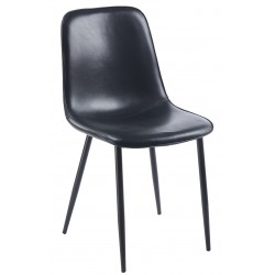 Silla PEÑAFIEL, metal, similpiel vintage negra (Pack de 4 unidades)