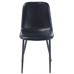 Silla PEÑAFIEL, metal, similpiel vintage negra (Pack de 4 unidades)