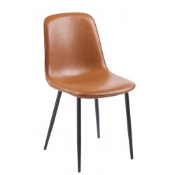 Silla PEÑAFIEL, metal, similpiel vintage marrón (Pack de 4 unidades)