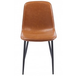 Silla PEÑAFIEL, metal, similpiel vintage marrón (Pack de 4 unidades)