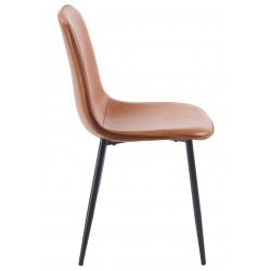 Silla PEÑAFIEL, metal, similpiel vintage marrón (Pack de 4 unidades)