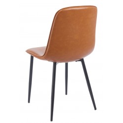 Silla PEÑAFIEL, metal, similpiel vintage marrón (Pack de 4 unidades)