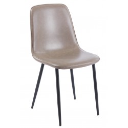 Silla PEÑAFIEL, metal, similpiel vintage gris (Pack de 4 unidades)