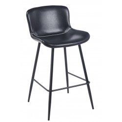 Taburete SAMPER, metal, similpiel vintage negra (Pack de 4 unidades)