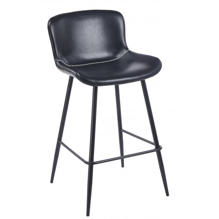 Taburete SAMPER, metal, similpiel vintage negra (Pack de 4 unidades)