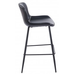 Taburete SAMPER, metal, similpiel vintage negra (Pack de 4 unidades)