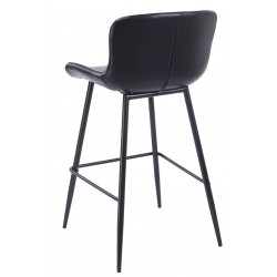 Taburete SAMPER, metal, similpiel vintage negra (Pack de 4 unidades)
