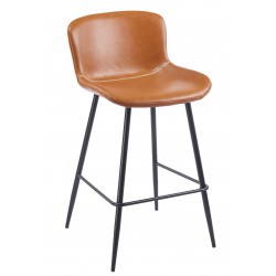 Taburete SAMPER, metal, similpiel vintage marrón (Pack de 4 unidades)