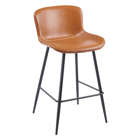 Taburete SAMPER, metal, similpiel vintage marrón (Pack de 4 unidades)