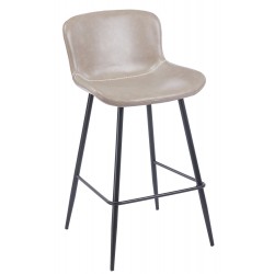 Taburete SAMPER, metal, similpiel vintage gris (Pack de 4 unidades)