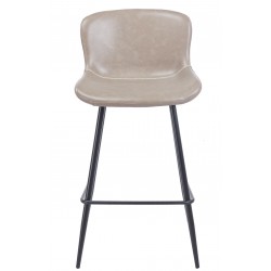 Taburete SAMPER, metal, similpiel vintage gris (Pack de 4 unidades)