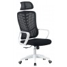 Sillón de oficina MELLAC, alto, blanco, malla y asiento negro