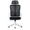 Sillón de oficina MELLAC, alto, blanco, malla y asiento negro