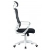 Sillón de oficina MELLAC, alto, blanco, malla y asiento negro