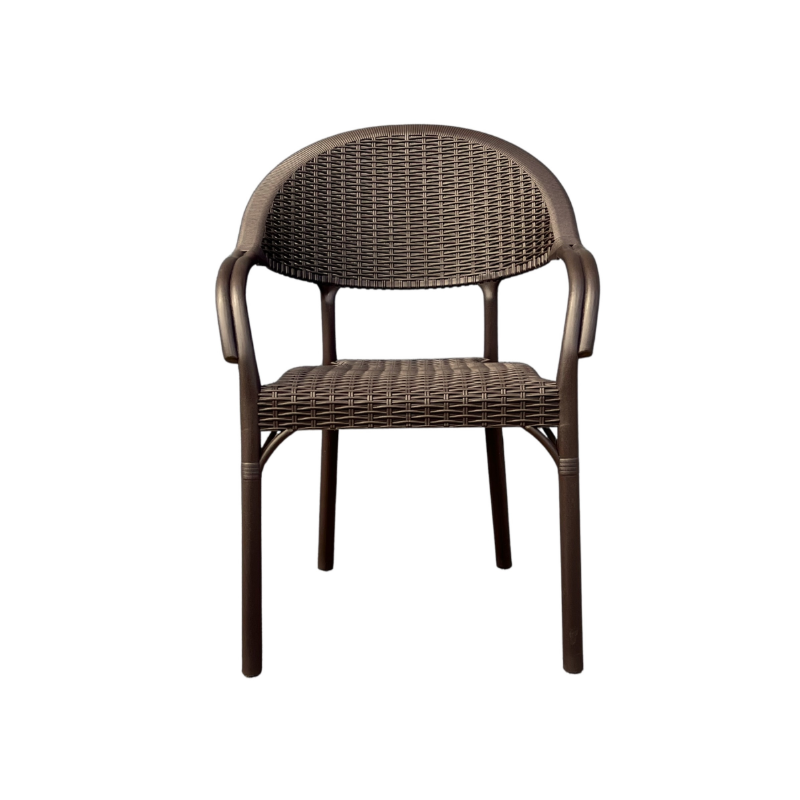 Sillón HOLIDAY, apilable, polipropileno marrón chocolate (Pack de 4 unidades)