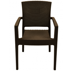 Sillón LARRY, apilable, polipropileno marrón chocolate (Pack de 4 unidades)