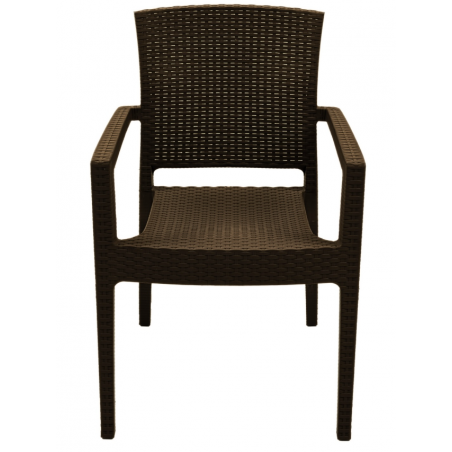 Sillón LARRY, apilable, polipropileno marrón chocolate (Pack de 4 unidades)