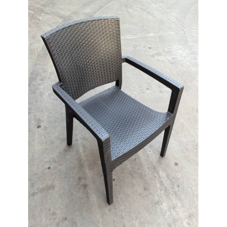 Sillón LARRY, apilable, polipropileno antracita (Pack de 4 unidades)