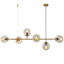 Lámpara ALHENA, colgante, metal, cristal, 6 luces
