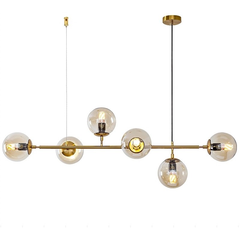 Lámpara ALHENA, colgante, metal, cristal, 6 luces