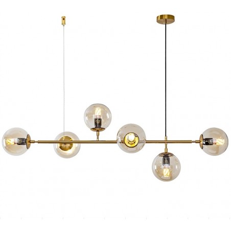 Lámpara ALHENA, colgante, metal, cristal, 6 luces
