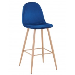 Taburete EPOQUE NEW, patas metálicas, terciopelo azul 64 (Pack de 4 unidades)