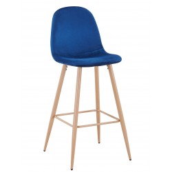 Taburete EPOQUE NEW, patas metálicas, terciopelo azul 64 (Pack de 4 unidades)