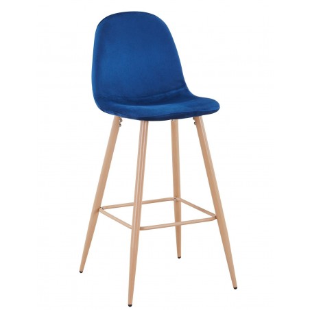 Taburete EPOQUE NEW, patas metálicas, terciopelo azul 64 (Pack de 4 unidades)