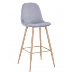 Taburete EPOQUE NEW, patas metálicas, terciopelo gris 19 (Pack de 4 unidades)
