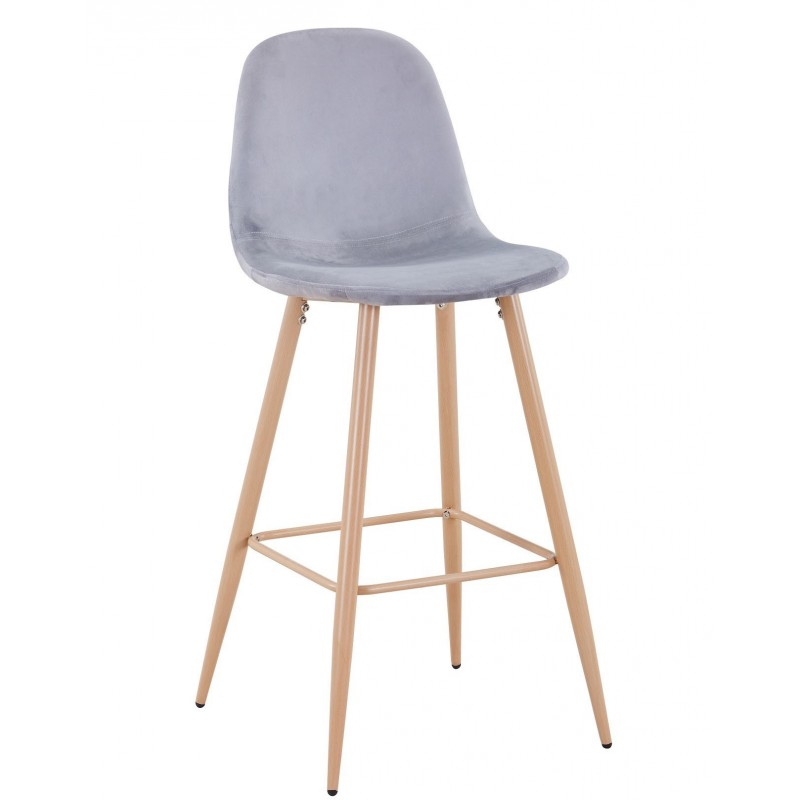 Taburete EPOQUE NEW, patas metálicas, terciopelo gris 19 (Pack de 4 unidades)