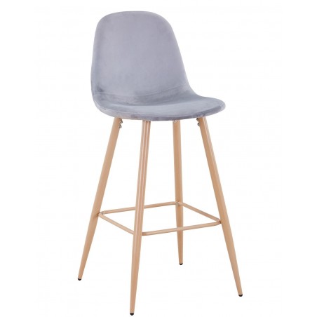 Taburete EPOQUE NEW, patas metálicas, terciopelo gris 19 (Pack de 4 unidades)