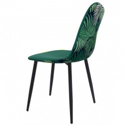 Silla HORUS NEW, metal, tapizado velvet verde con trasera floral a juego (Pack de 4...