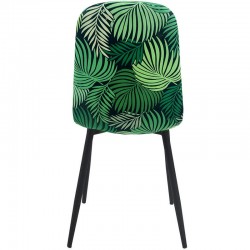Silla HORUS NEW, metal, tapizado velvet verde con trasera floral a juego (Pack de 4 unidades)