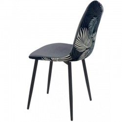 Silla HORUS NEW, metal, tapizado velvet gris con trasera floral a juego (Pack de 4...