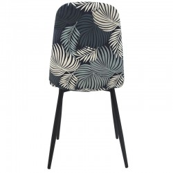 Silla HORUS NEW, metal, tapizado velvet gris con trasera floral a juego (Pack de 4 unidades)