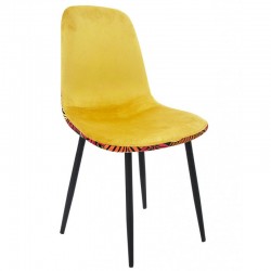 Silla HORUS NEW, metal, tapizado velvet amarillo con trasera floral a juego (Pack de 4 unidades)