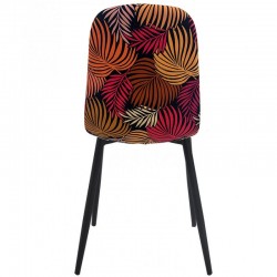 Silla HORUS NEW, metal, tapizado velvet amarillo con trasera floral a juego (Pack de 4 unidades)