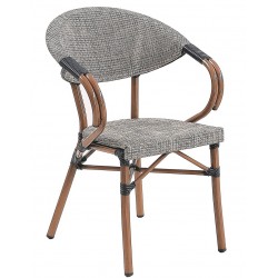 Sillón NERJA, apilable, aluminio, teslin gris bronce (Pack de 2 unidades)