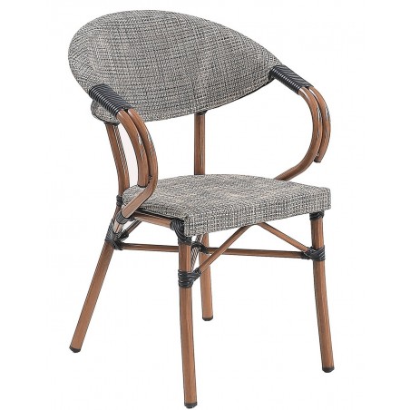 Sillón NERJA, apilable, aluminio, teslin gris bronce (Pack de 2 unidades)