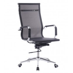 Sillón de oficina IGOR, alto, regulación de altura, basculante profundo, malla negra