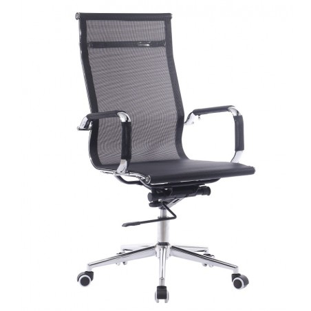 Sillón de oficina IGOR, alto, regulación de altura, basculante profundo, malla negra