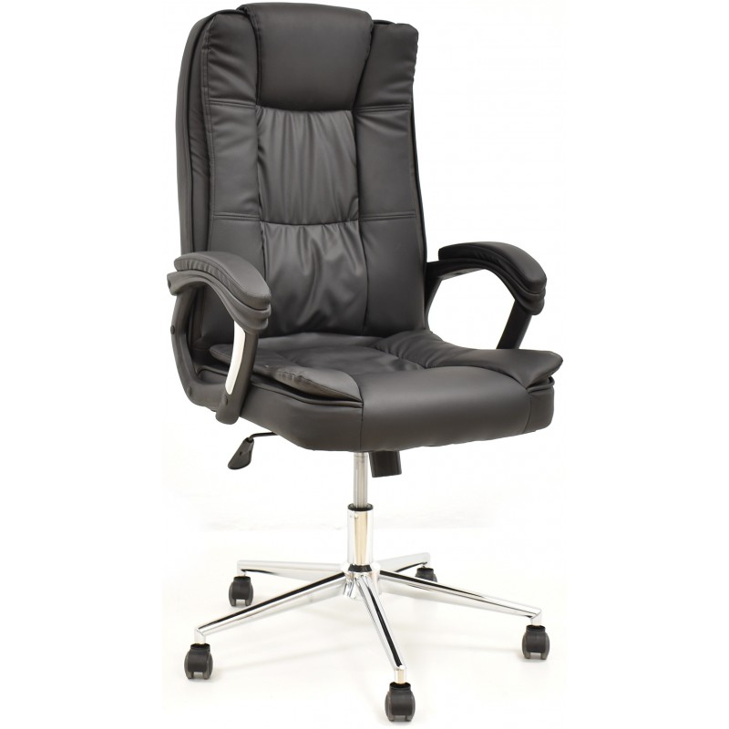 Sillón de oficina DUKE, alto, gas, basculante, similpiel negra