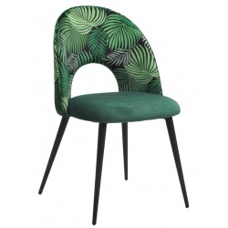 Silla ORQUIDEA, metal, tapizado velvet verde con respaldo floral a juego (Pack de 2...
