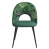 Silla ORQUIDEA, metal, tapizado velvet verde con respaldo floral a juego (Pack de 2 unidades)