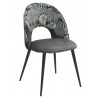 Silla ORQUIDEA, metal, tapizado velvet gris con respaldo floral a juego (Pack de 2 unidades)