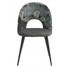 Silla ORQUIDEA, metal, tapizado velvet gris con respaldo floral a juego (Pack de 2 unidades)